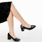 Zapatillas Mujer de Tacón Punta cuadrada con Cuero Moda Weide