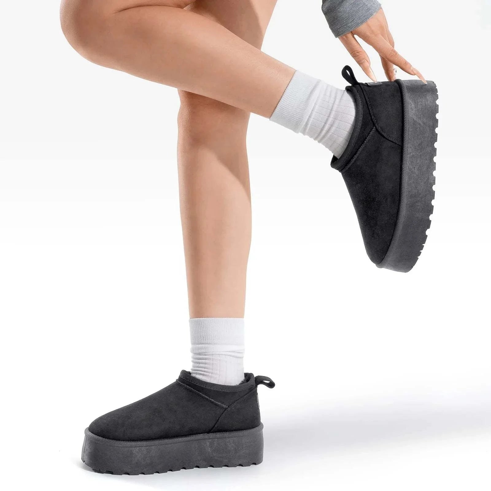 Botas de nieve mujer Weide MXGLT618 en caqui y negro con suela de PVC impermeable y forro de gamuza