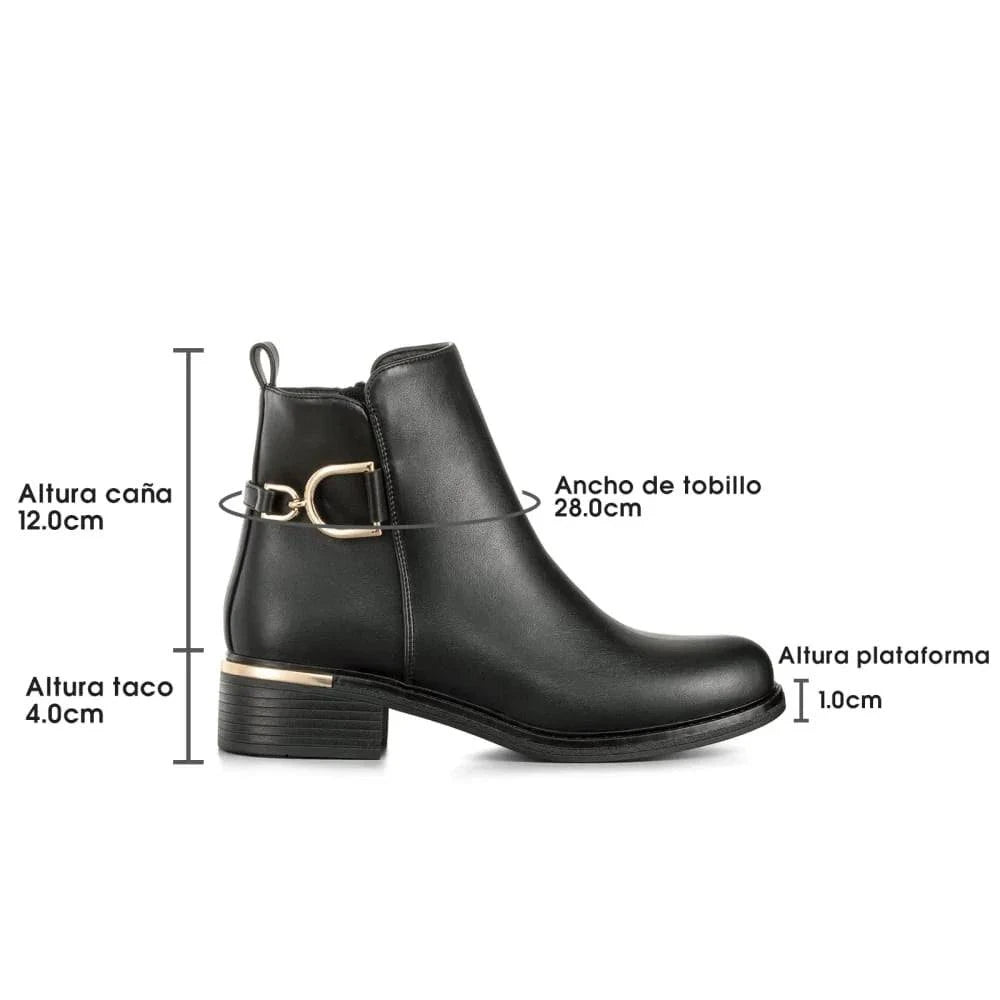 Botines Plataforma Mujer negros con suela antideslizante y tacón plano de 4 cm, diseño punk callejero con cremallera lateral.