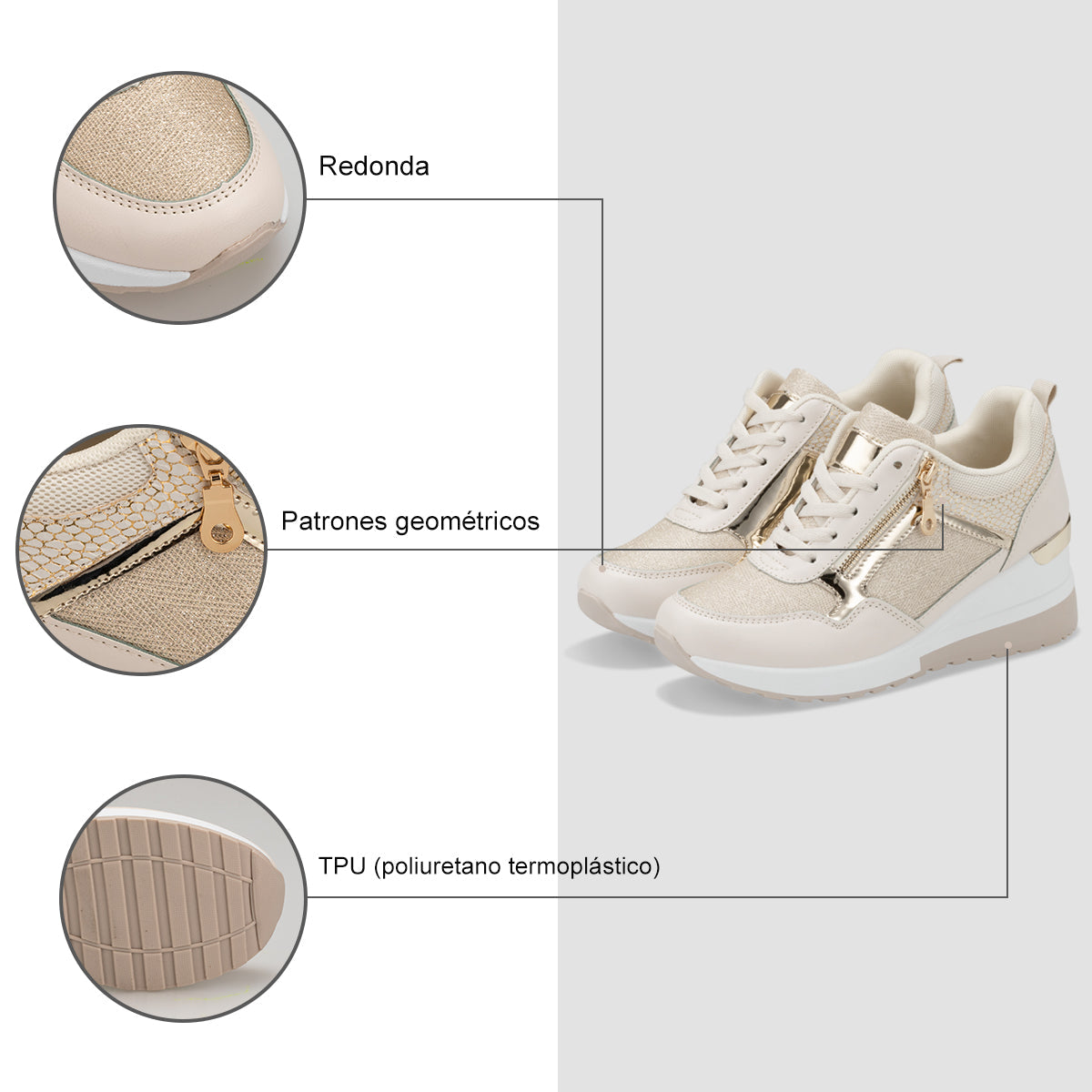 Tenis Mujer Weide MXJLL001 zapatillas casuales de cuña 5cm cómodas para caminar