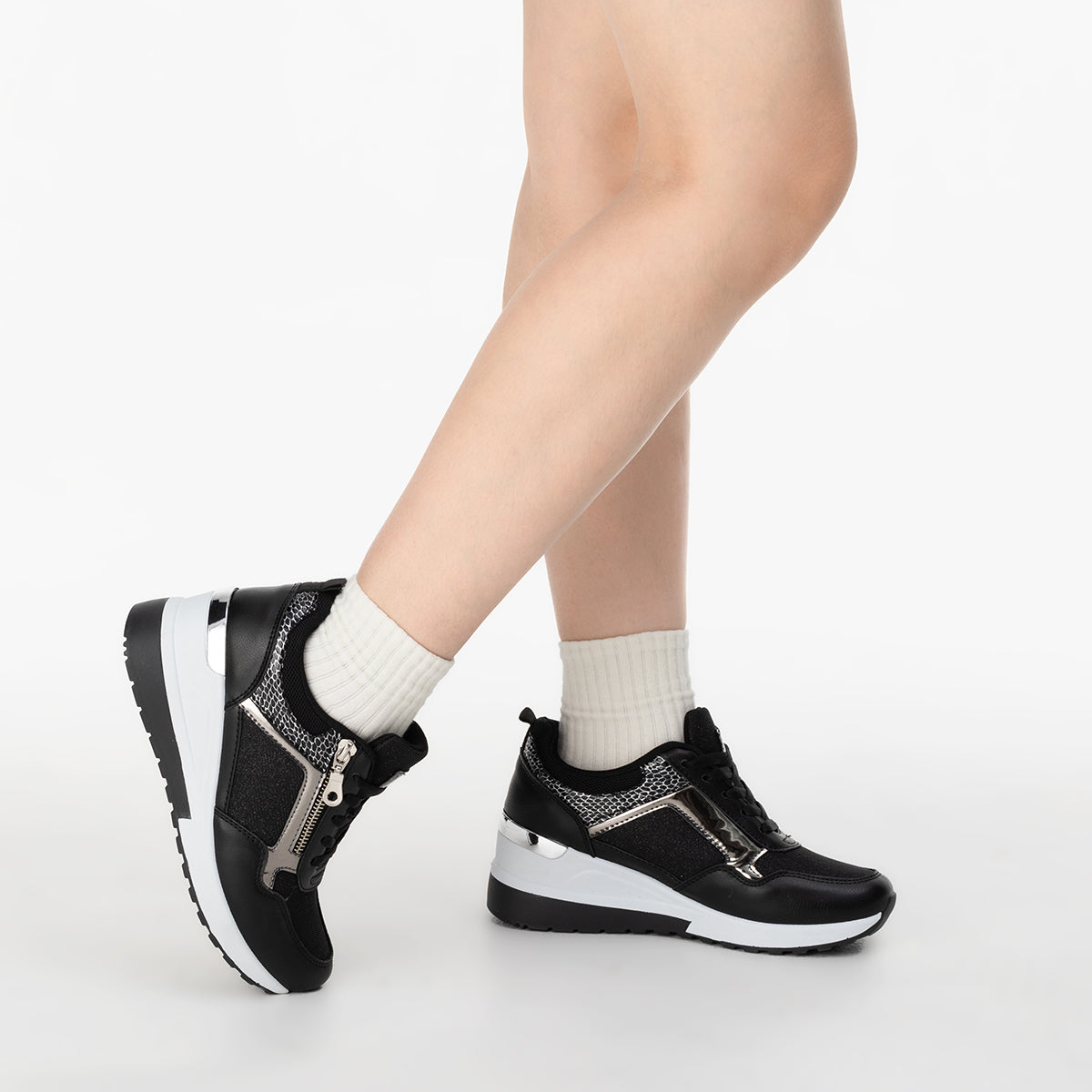 Tenis Mujer Weide MXJLL001 zapatilla casual de cuña con tacón 5 cm, plataforma 1.5 cm, diseño cómodo y práctico