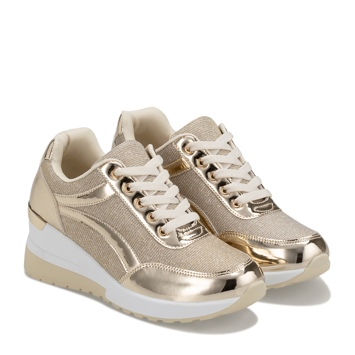 Tenis Mujer Weide MXJLL002 zapatillas casuales con cuña y lentejuelas tacón 5 cm