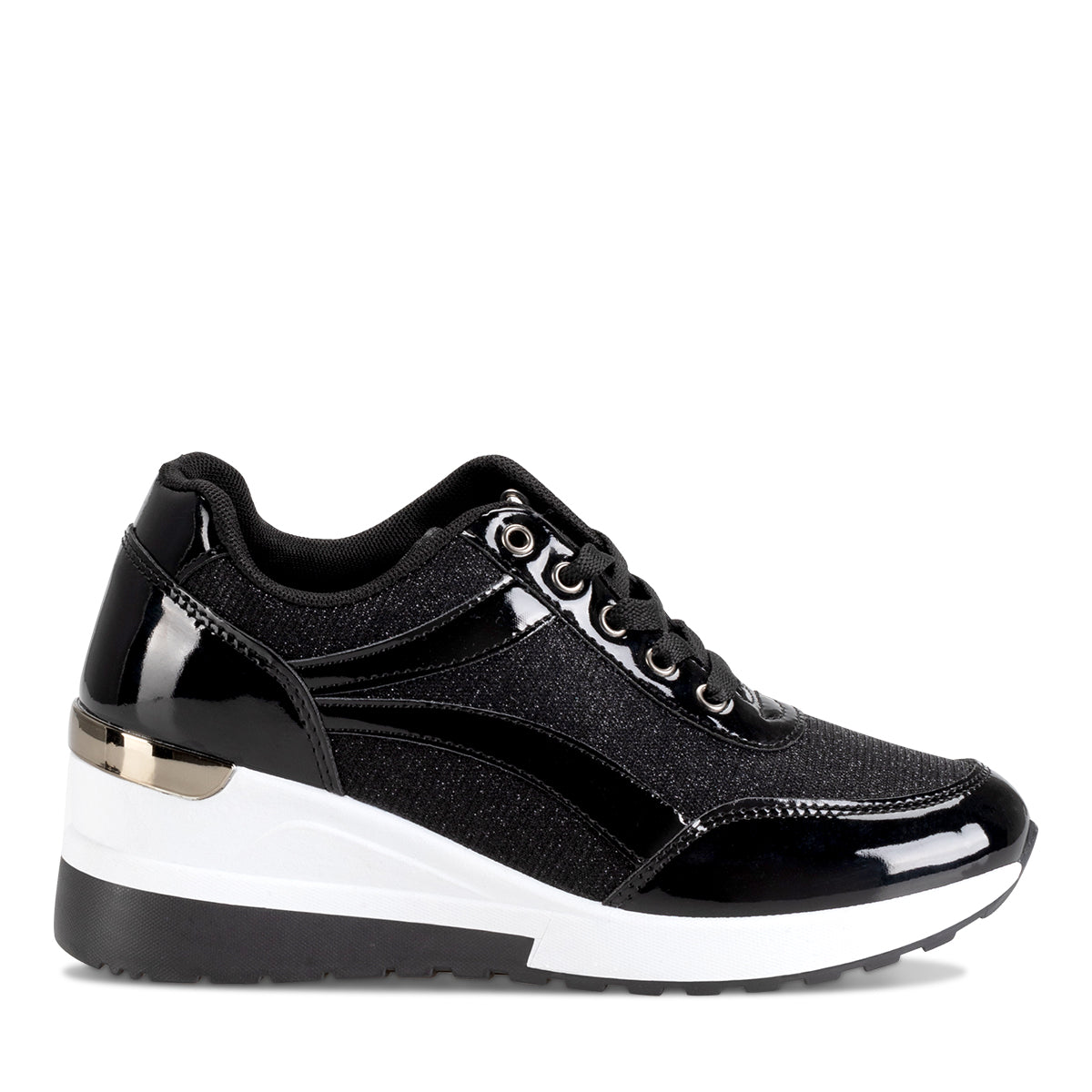 Tenis Mujer Weide MXJLL002 zapatillas casuales con cuña de espejo y lentejuelas tacón 5 cm