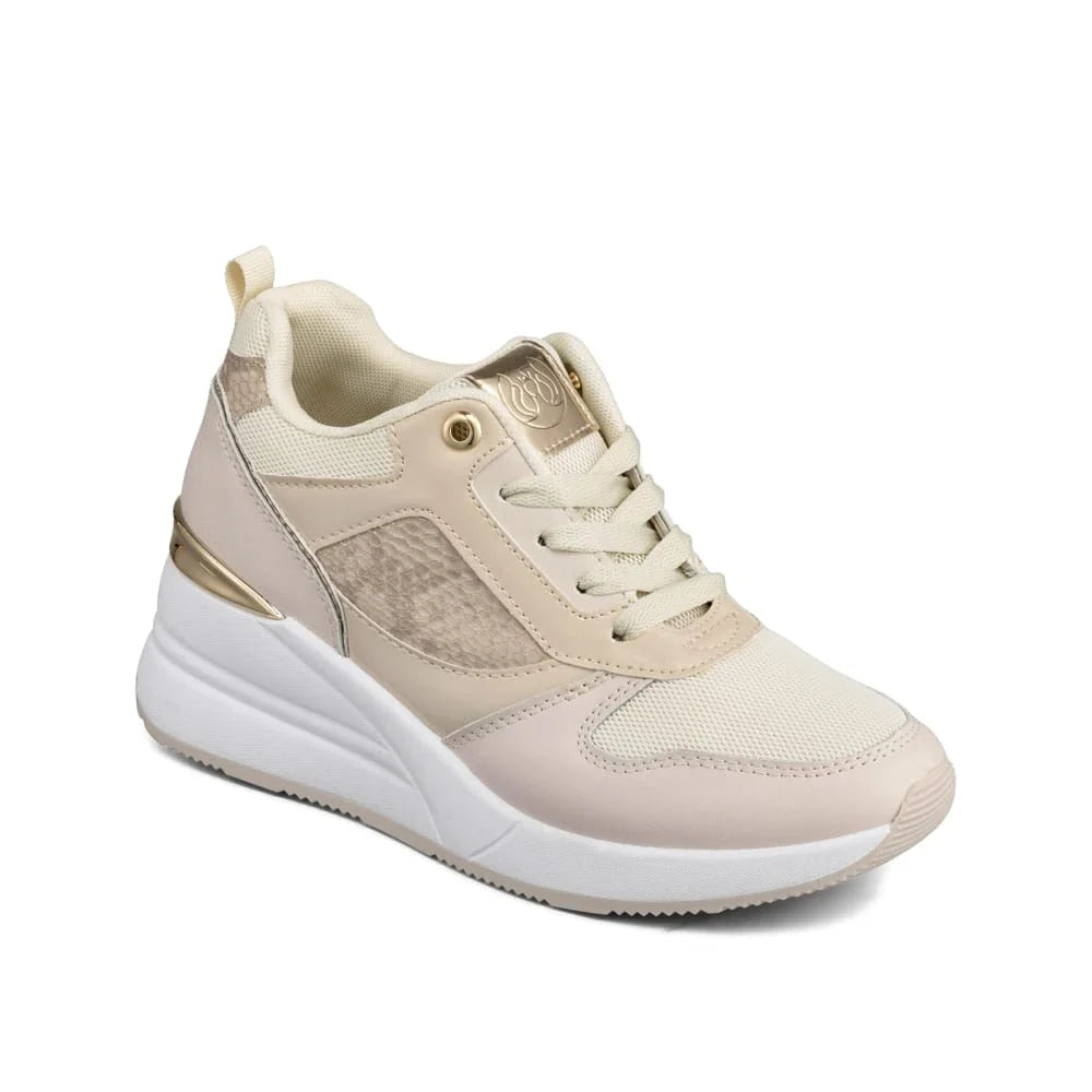 Tenis Mujer Weide dorados con diseño ligero y cómodo para deporte y ocio