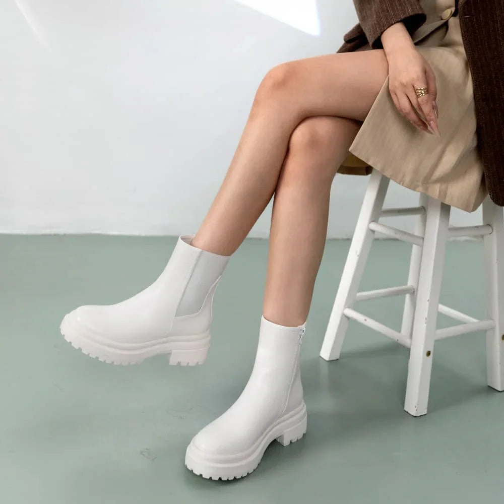 Botines Plataforma Mujer Weide MXZS007 con diseño textil irregular y cierre de cremallera interior, cómodos y con plataforma de 2.3 cm.