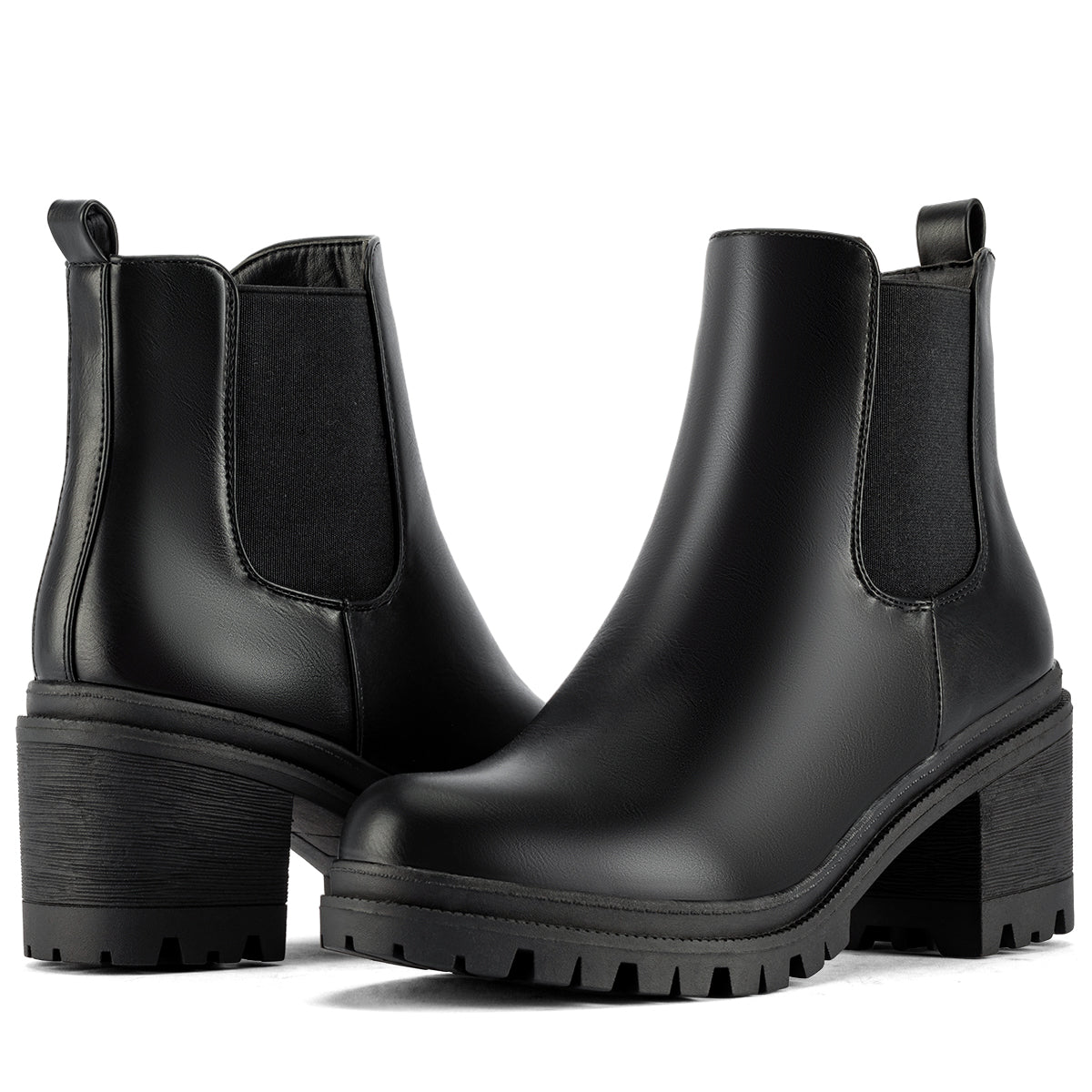 Botin Mujer Weide negro con tacón 6 cm y plataforma 1.4 cm diseño engomado con elásticos laterales y cierre cremallera interior