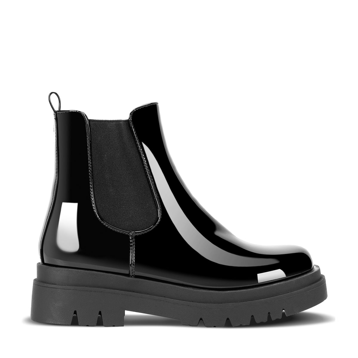 Botines plataforma mujer Weide MXZS008 negros de cuero pulido con suela gruesa y cremalleras laterales