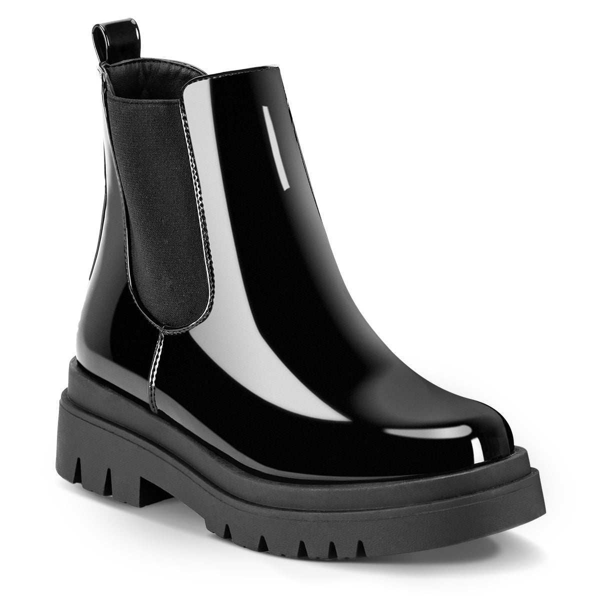 Botines Plataforma Mujer Irene negro Weide con cuero pulido y suela de goma resistente