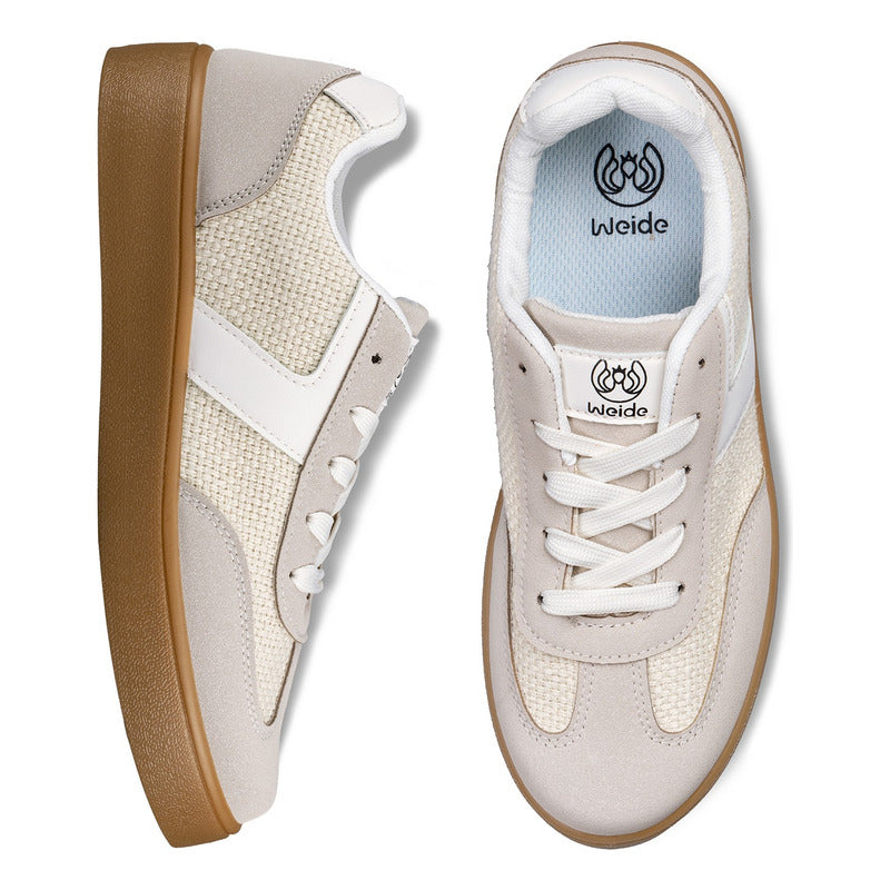 Weide Tenis Deportivos Mujer Con Cordones Ajustables, Suela Pvc Antideslizante Y Estilo Retro