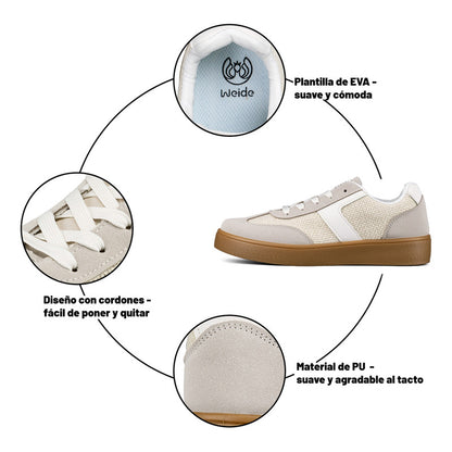 Weide Tenis Deportivos Mujer Con Cordones Ajustables, Suela Pvc Antideslizante Y Estilo Retro