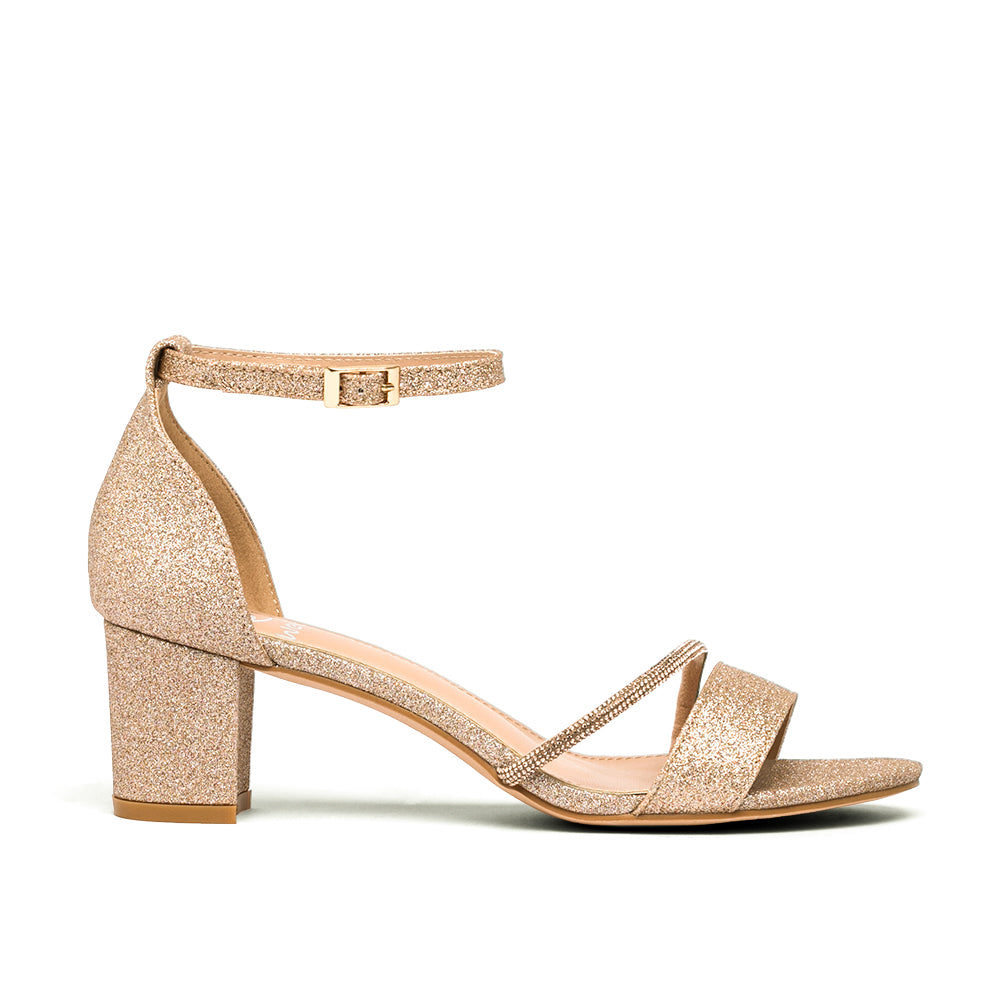 Sandalias Mujer de Tacón Redonda abiert con Diamante Elegante Fiestas Weide