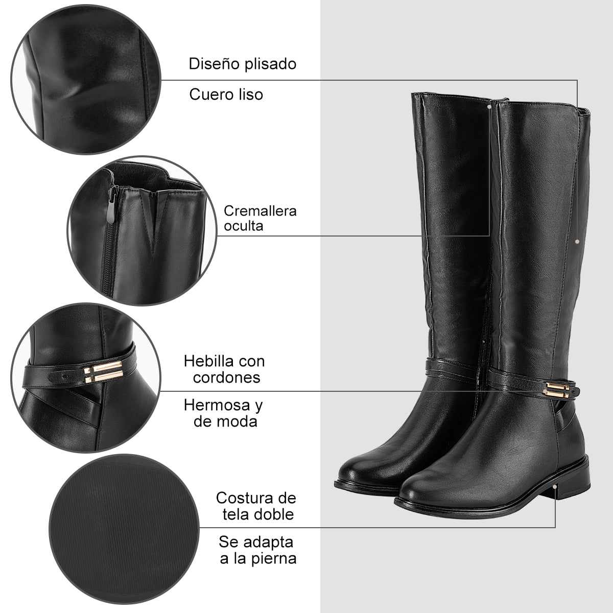 Bota Largas Gloria Mujer Weide Botas Negro para Mujer ofertas